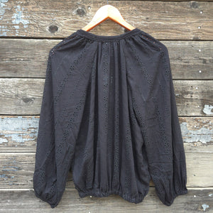 Angie - Eyelet Top - Black