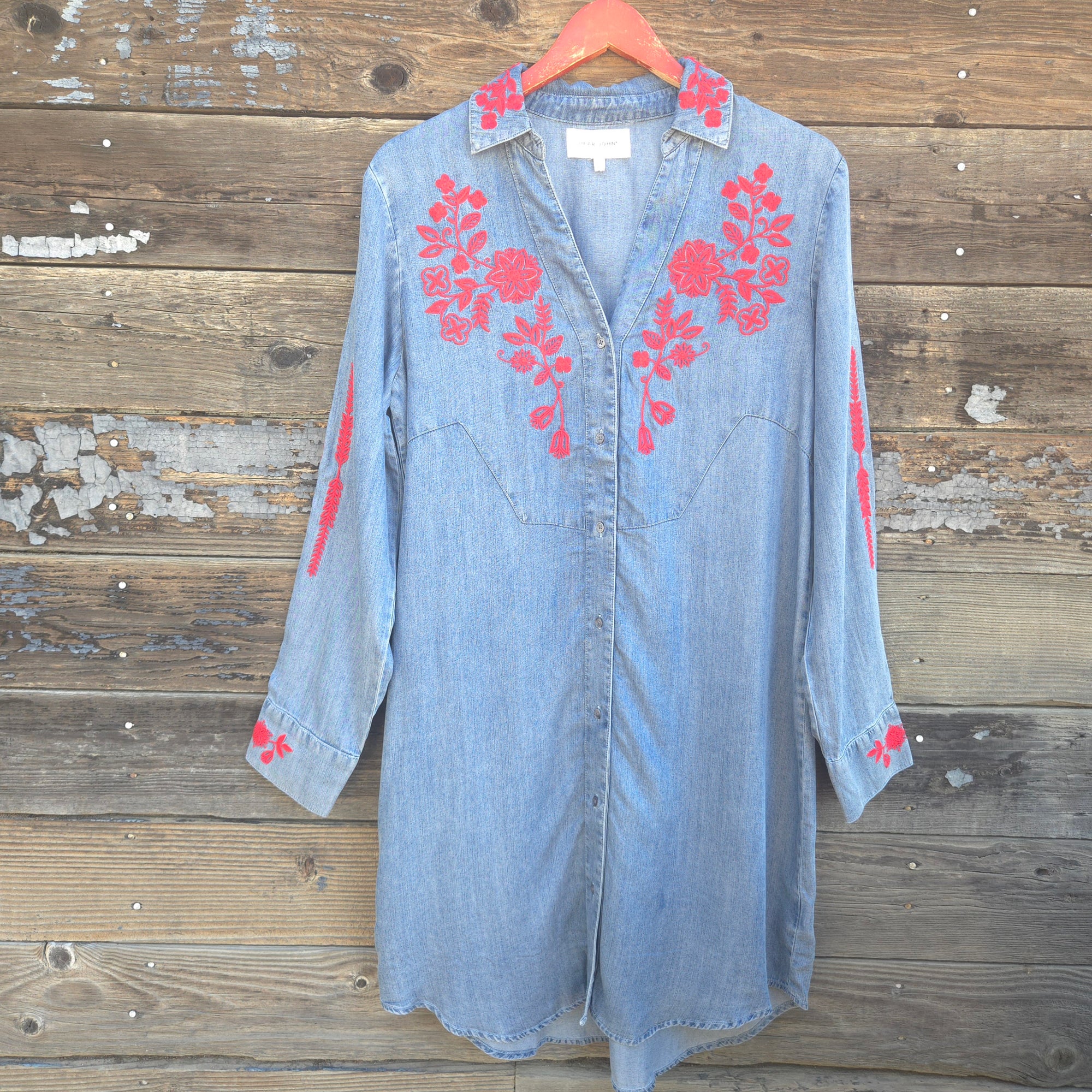 Dear John - Bertin Dress - Tencel Blue with Embroidery