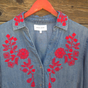 Dear John - Bertin Dress - Tencel Blue with Embroidery