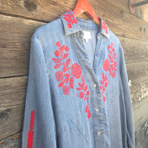 Dear John - Bertin Dress - Tencel Blue with Embroidery