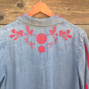 Dear John - Bertin Dress - Tencel Blue with Embroidery