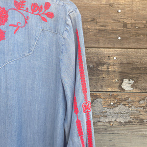 Dear John - Bertin Dress - Tencel Blue with Embroidery