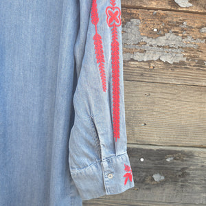 Dear John - Bertin Dress - Tencel Blue with Embroidery