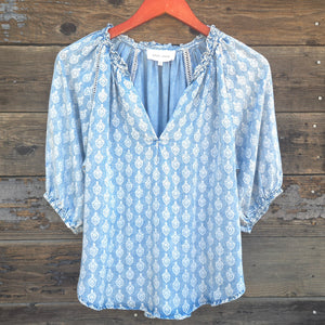 Dear John - Costa Blouse - Tencel Blue Tulip