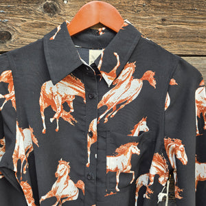 Cotton and Rye - Black Horse Print Dress