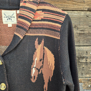 Cotton and Rye - Vintage Horse and Horseshoe Cardigan - Black