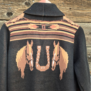 Cotton and Rye - Vintage Horse and Horseshoe Cardigan - Black