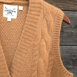 Cotton and Rye - Brown Cable Knit Sweater Vest