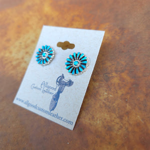 Sleeping Beauty Turquoise Needlepoint Cluster Earrings