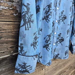 Cotton and Rye - Cactus Rose Buckaroo Cowgirl Denim Shirt