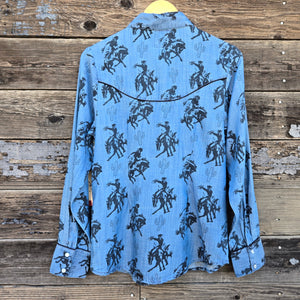 Cotton and Rye - Cactus Rose Buckaroo Cowgirl Denim Shirt