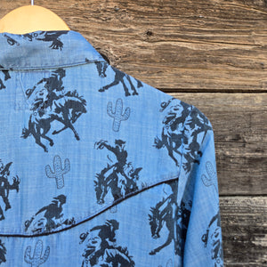 Cotton and Rye - Cactus Rose Buckaroo Cowgirl Denim Shirt