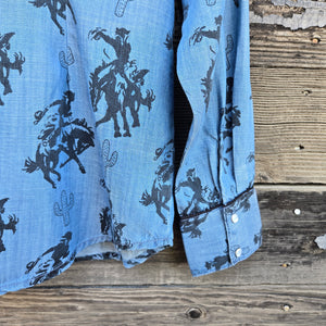 Cotton and Rye - Cactus Rose Buckaroo Cowgirl Denim Shirt