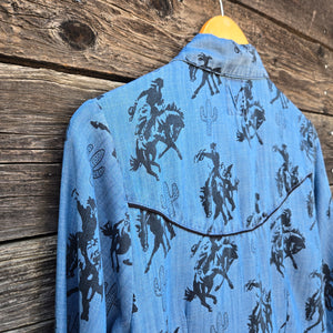 Cotton and Rye - Cactus Rose Buckaroo Cowgirl Denim Shirt