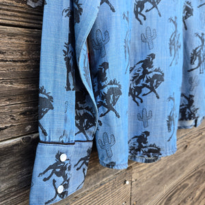 Cotton and Rye - Cactus Rose Buckaroo Cowgirl Denim Shirt