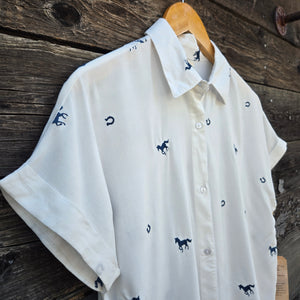 Cotton and Rye - Wild and Lucky Horses and Horseshoes - Blue