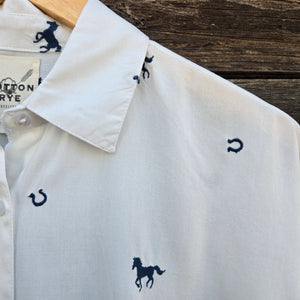Cotton and Rye - Wild and Lucky Horses and Horseshoes - Blue
