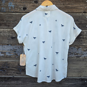 Cotton and Rye - Wild and Lucky Horses and Horseshoes - Blue