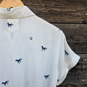 Cotton and Rye - Wild and Lucky Horses and Horseshoes - Blue