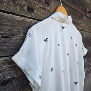 Cotton and Rye - Wild and Lucky Horses and Horseshoes - Blue