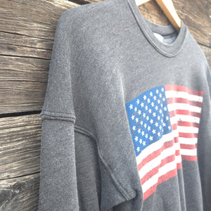 "Americana Flag" - Mineral Wash Sweatshirt - Vintage Black
