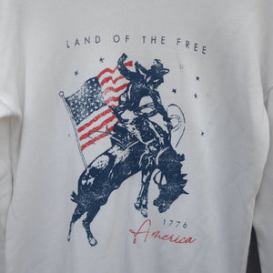 "Land of the Free" - Mineral Wash Sweatshirt - White