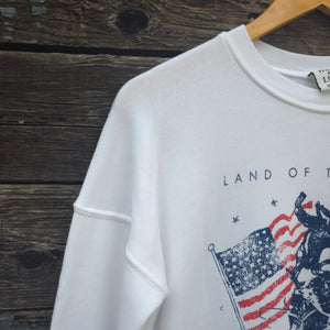 "Land of the Free" - Mineral Wash Sweatshirt - White