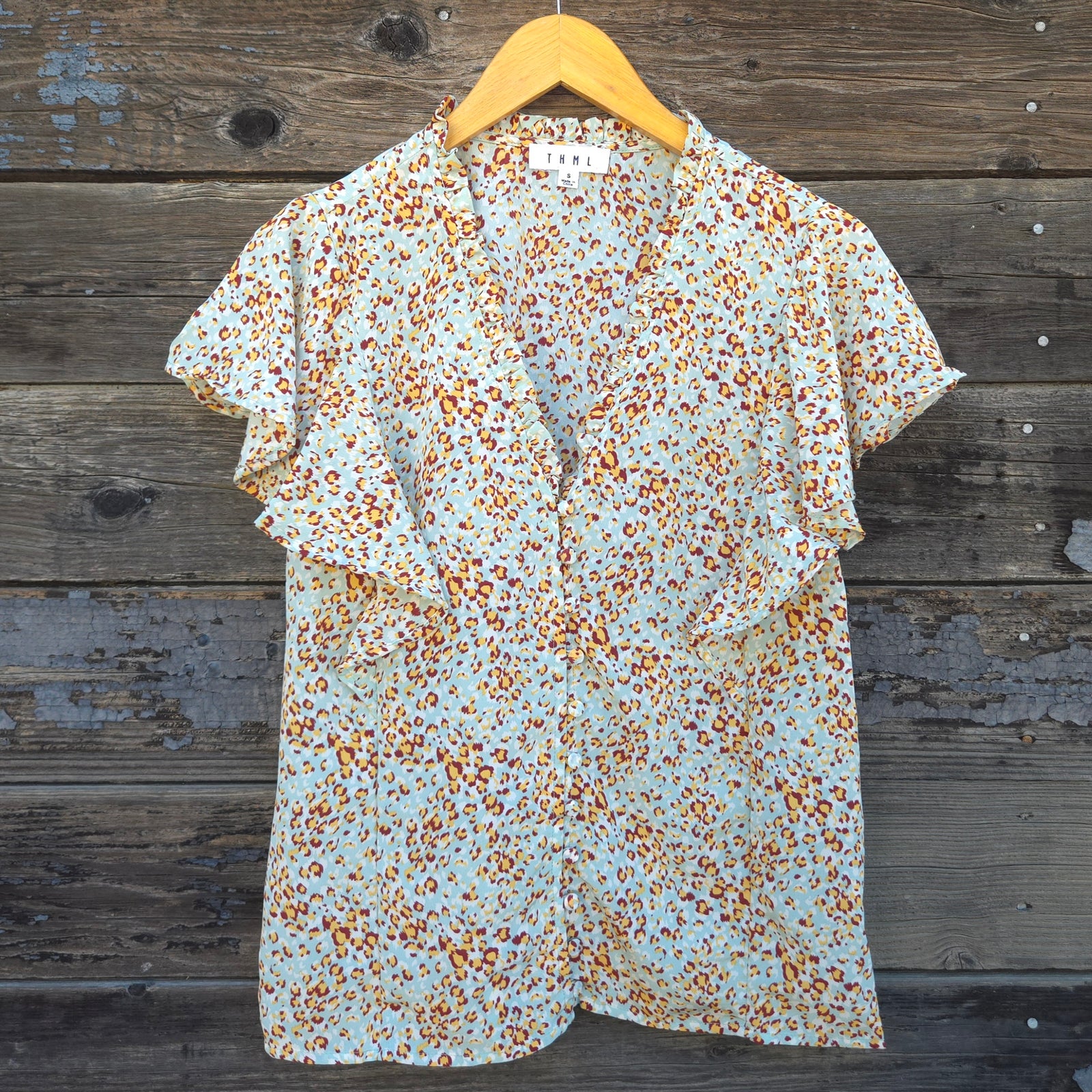 THML - Leopard Print Flutter Sleeve Top