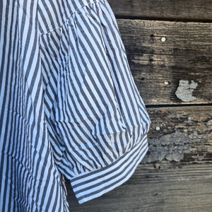 Oddi - Striped Short Sleeved Blouse - Black and White