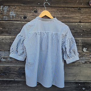 Oddi - Striped Short Sleeved Blouse - Black and White
