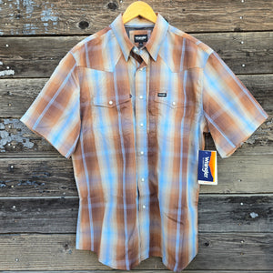 Wrangler ATG Short Sleeve Shirt - Sepia Ombre Plaid