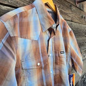 Wrangler ATG Short Sleeve Shirt - Sepia Ombre Plaid