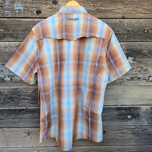 Wrangler ATG Short Sleeve Shirt - Sepia Ombre Plaid