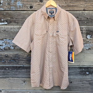 Wrangler ATG Short Sleeve Shirt - Tan Print