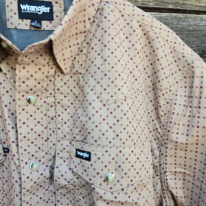 Wrangler ATG Short Sleeve Shirt - Tan Print
