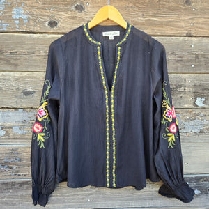 Vine & Love - Black Embroidered Blouse