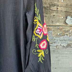 Vine & Love - Black Embroidered Blouse
