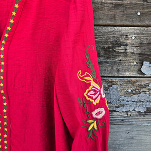 Vine & Love - Red Embroidered Blouse