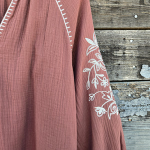 Vine & Love - Brown Embroidered Blouse
