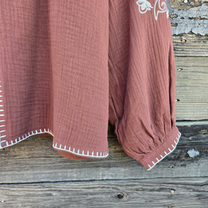 Vine & Love - Brown Embroidered Blouse