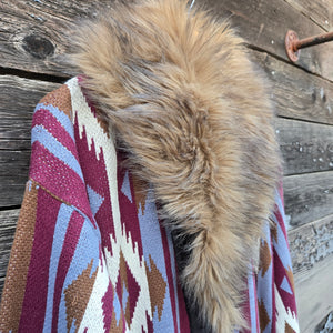 Wrangler - Southwestern Knit Duster Sweater with Fur Collar