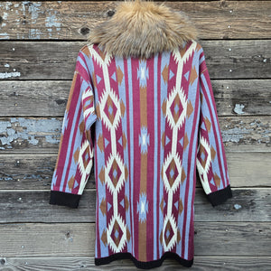 Wrangler - Southwestern Knit Duster Sweater with Fur Collar