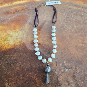 J. Forks - Freshwater Pearl and Blossom Necklace