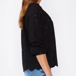 Lovestitch - Black Eyelet 3/4 Sleeve Blouse