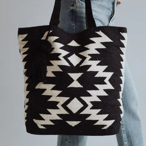 Southwestern Tote - Black and Cream