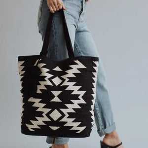 Southwestern Tote - Black and Cream