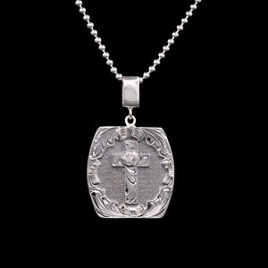 Vogt - Silver Rose Blossom Cross Necklace