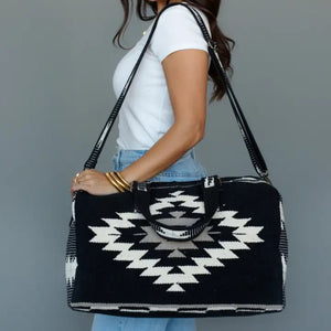 Southwestern Duffle - Black, White, Tan