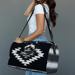Southwestern Duffle - Black, White, Tan