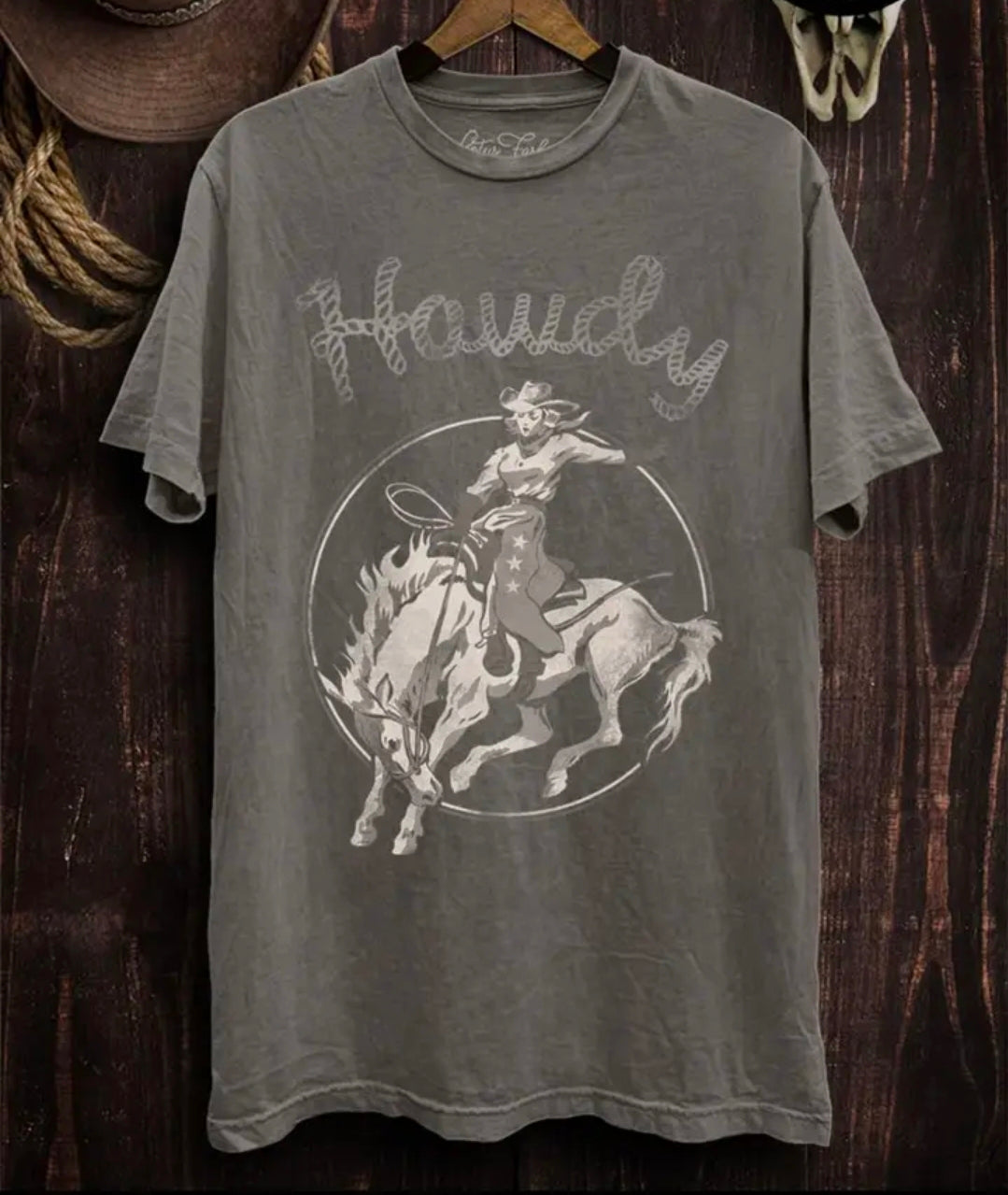 Lotus Fashion - Howdy Mineral Wash T-Shirt - Stone Grey